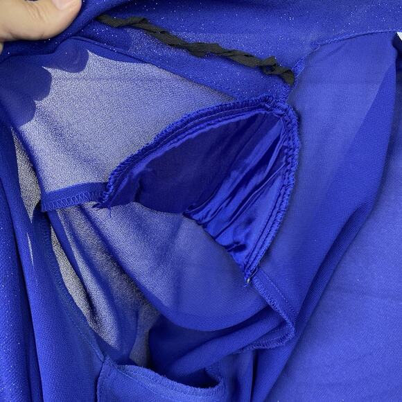 Vtg Another Thyme Cardigan Jacket Womens 18/20 Blue Glittery Semi Sheer USA Made - Picture 10 of 10